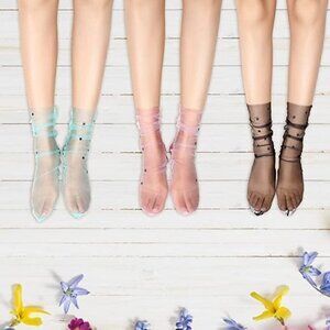 TULLE Loose Socks Lace Short Ankle Stockings Socks Boots Heels Anklet Dress NWT